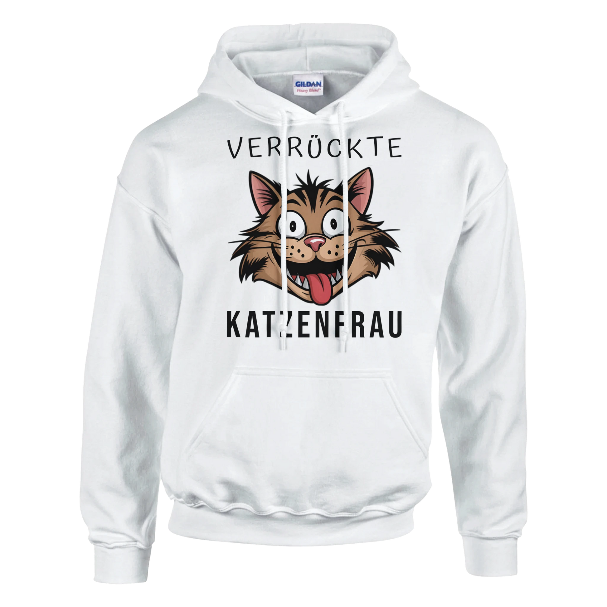 Hoodie - Verrückte Katzenfrau - Unisex - Kaffee, Cat Lady Weiß