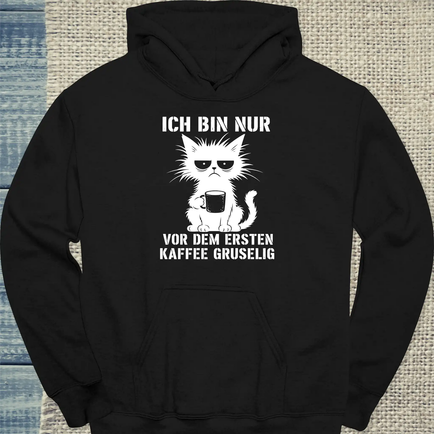 Hoodie - Vor Kaffee gruselig - Unisex - Katze & Kaffee, Halloween Schwarz