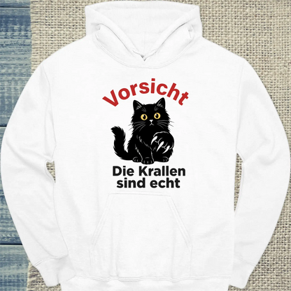 Hoodie - Vorsicht. Die Krallen sind echt. - Unisex - Katze Weiß