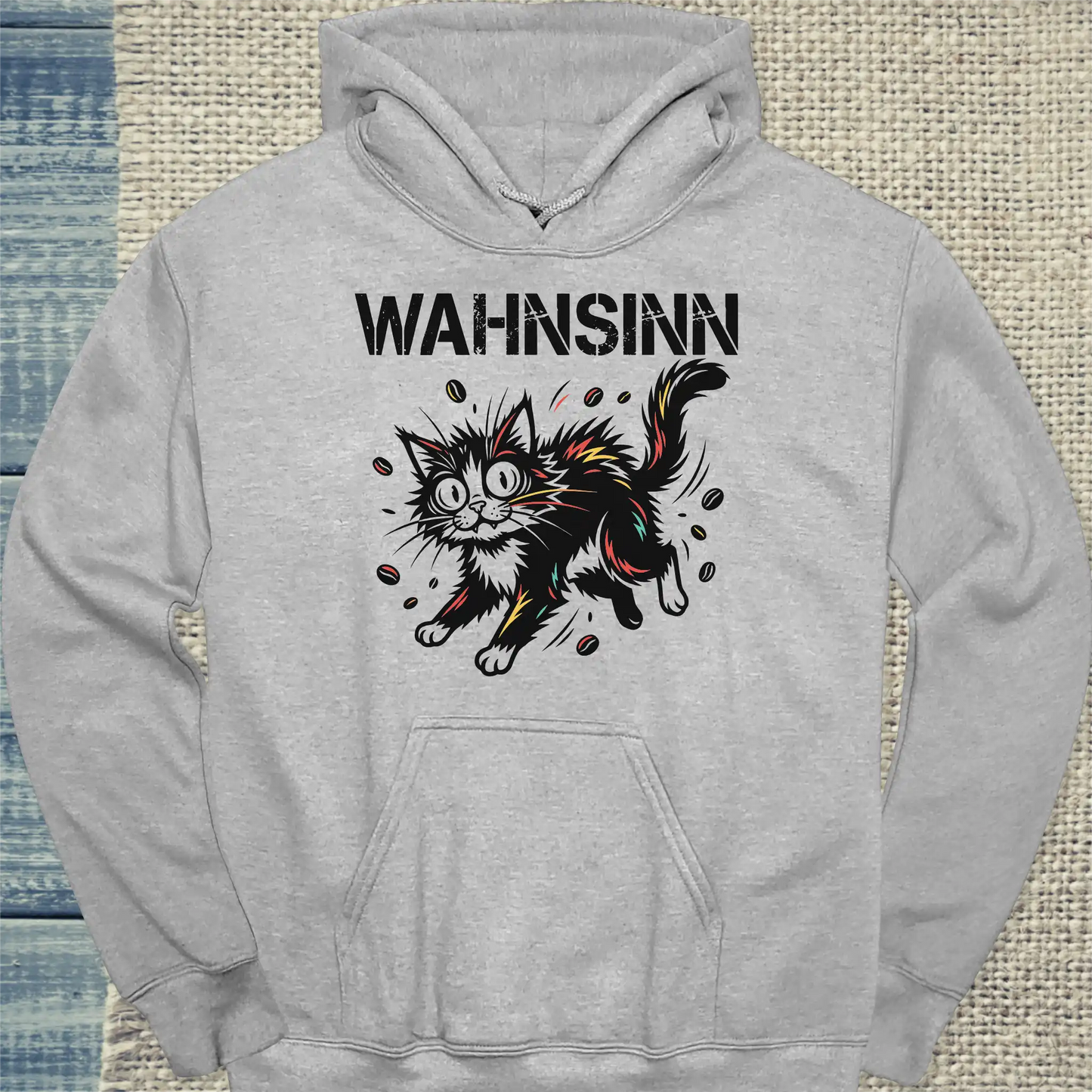 Hoodie - Wahnsinn - Unisex - Katze Grau