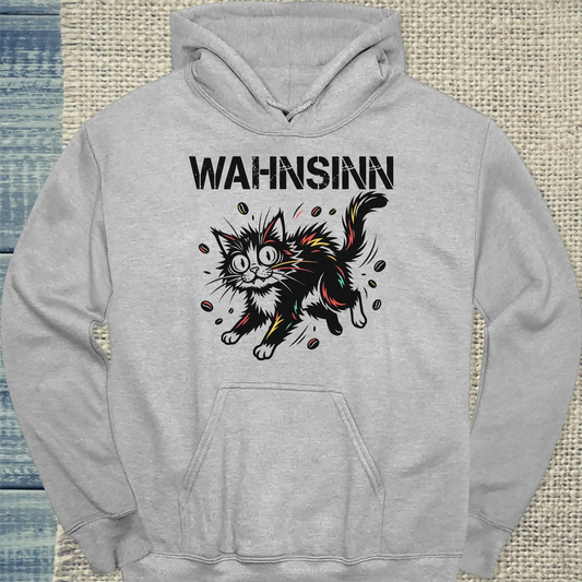 Hoodie - Wahnsinn - Unisex - Katze Grau