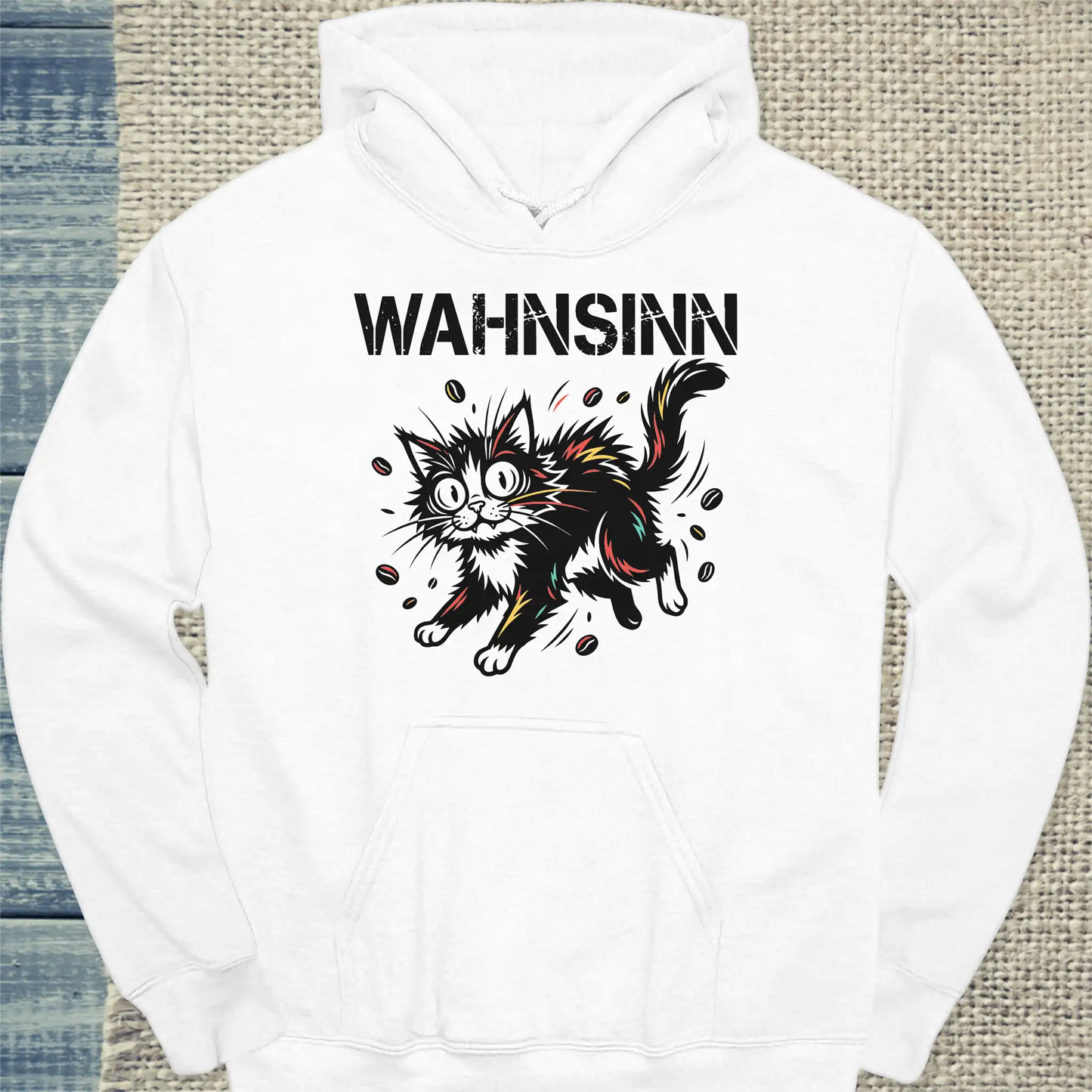 Hoodie - Wahnsinn - Unisex - Katze Weiß