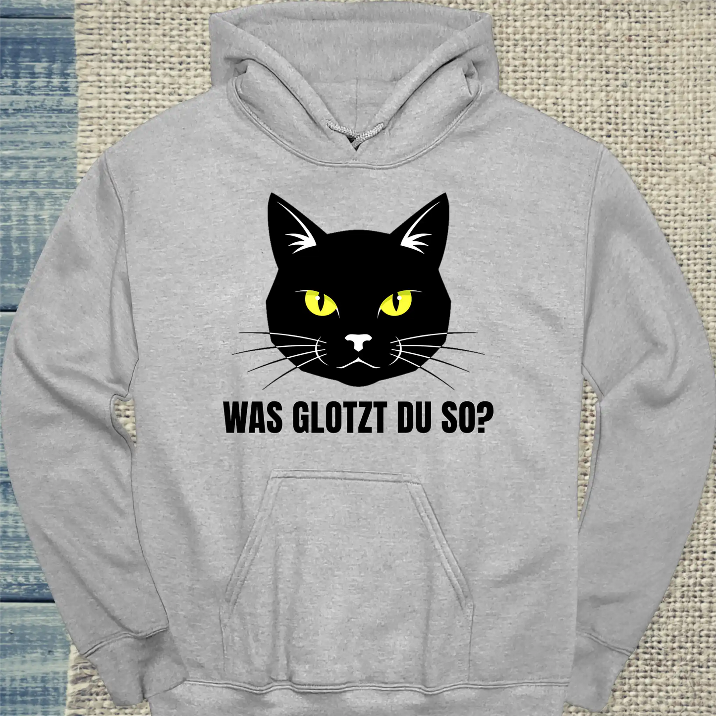 Hoodie - Was glotzt du so? - Unisex - Katze Grau