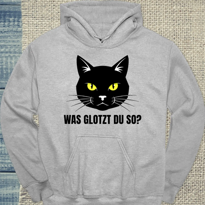 Hoodie - Was glotzt du so? - Unisex - Katze Grau