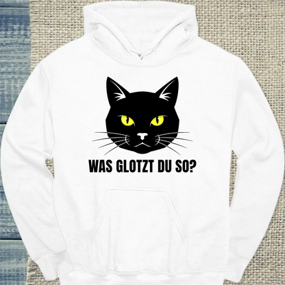 Hoodie - Was glotzt du so? - Unisex - Katze Weiß