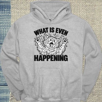Hoodie - What is even happening - Unisex - Katze Grau