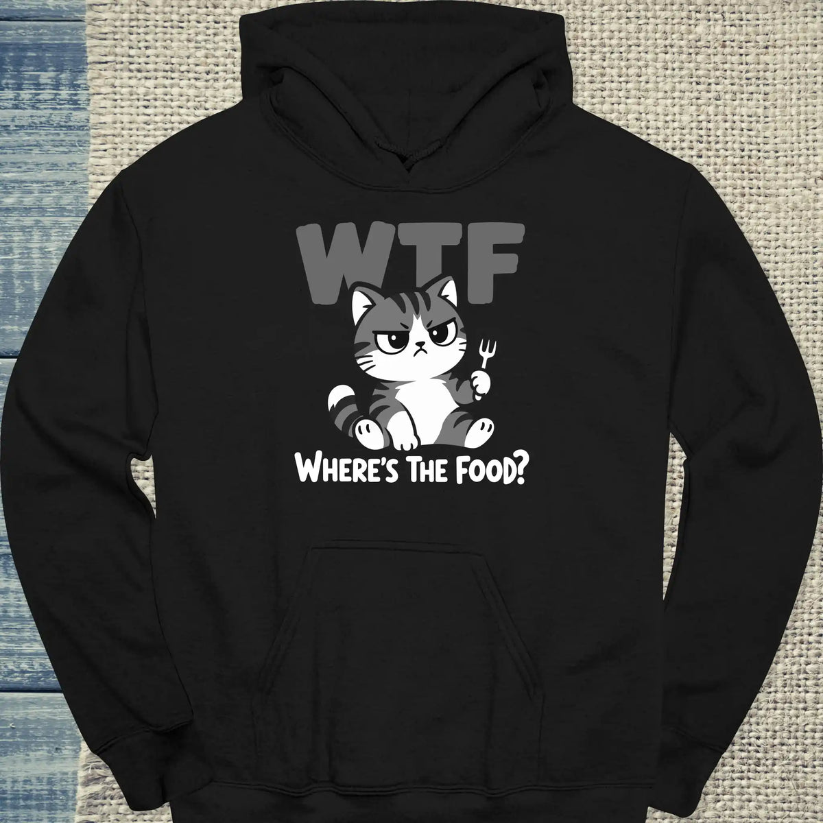 Hoodie - Where is the Food - Unisex - Katze Schwarz
