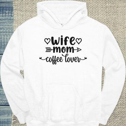 Hoodie - Wife - Mom - coffee lover - Unisex - Kaffee Weiß