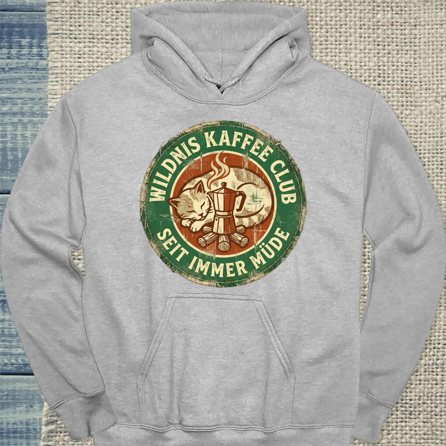 Hoodie - Wildnis Kaffee Club - Unisex - Katze & Kaffee Grau
