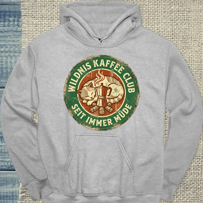 Hoodie - Wildnis Kaffee Club - Unisex - Katze & Kaffee Grau