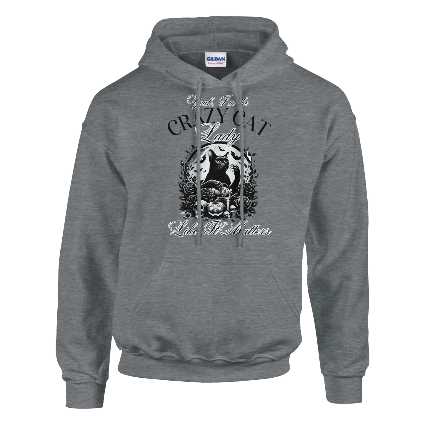 Hoodie - Yeah - I'm the crazy cat lady - Unisex - Kaffee, Cat Lady Grau