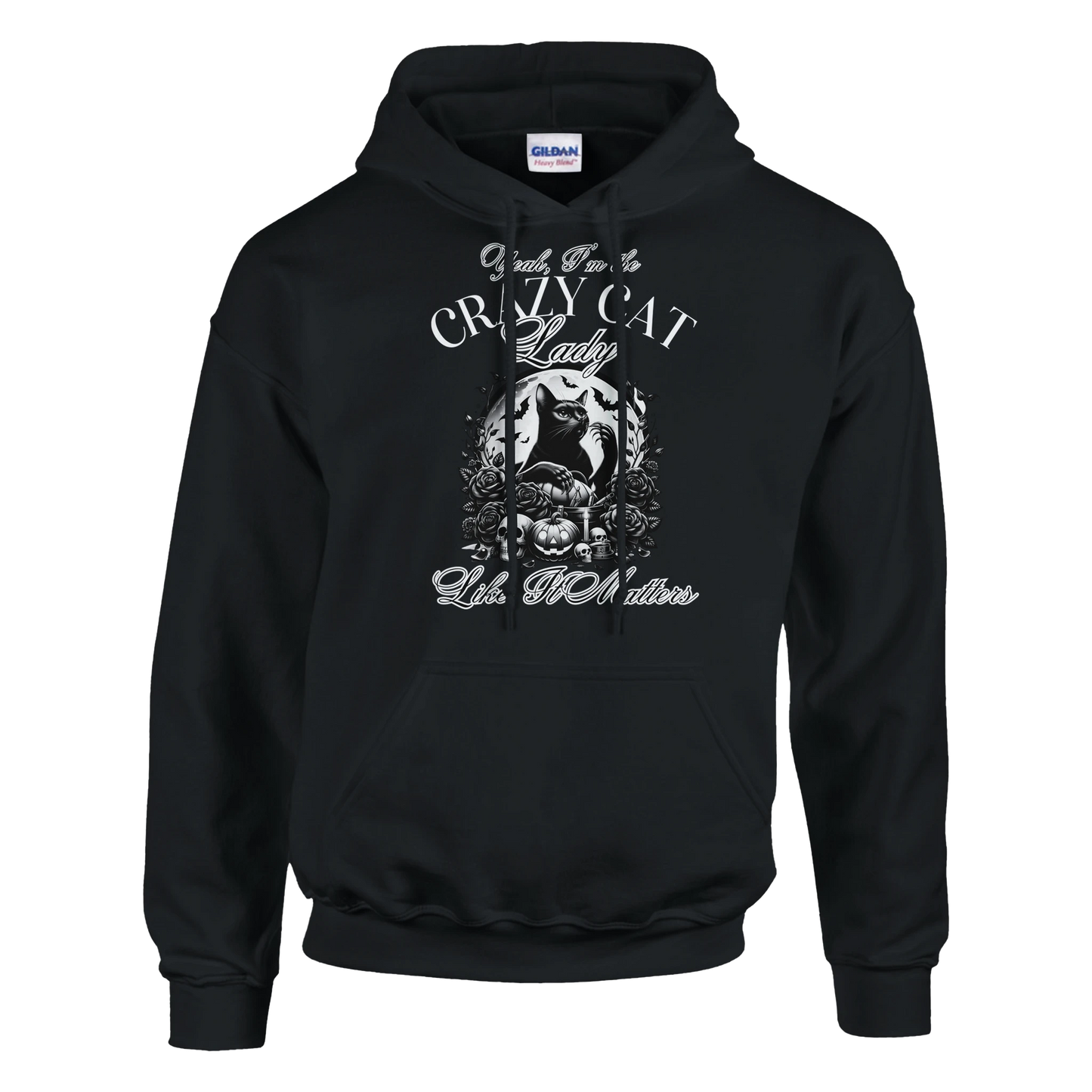 Hoodie - Yeah - I'm the crazy cat lady - Unisex - Kaffee, Cat Lady Schwarz