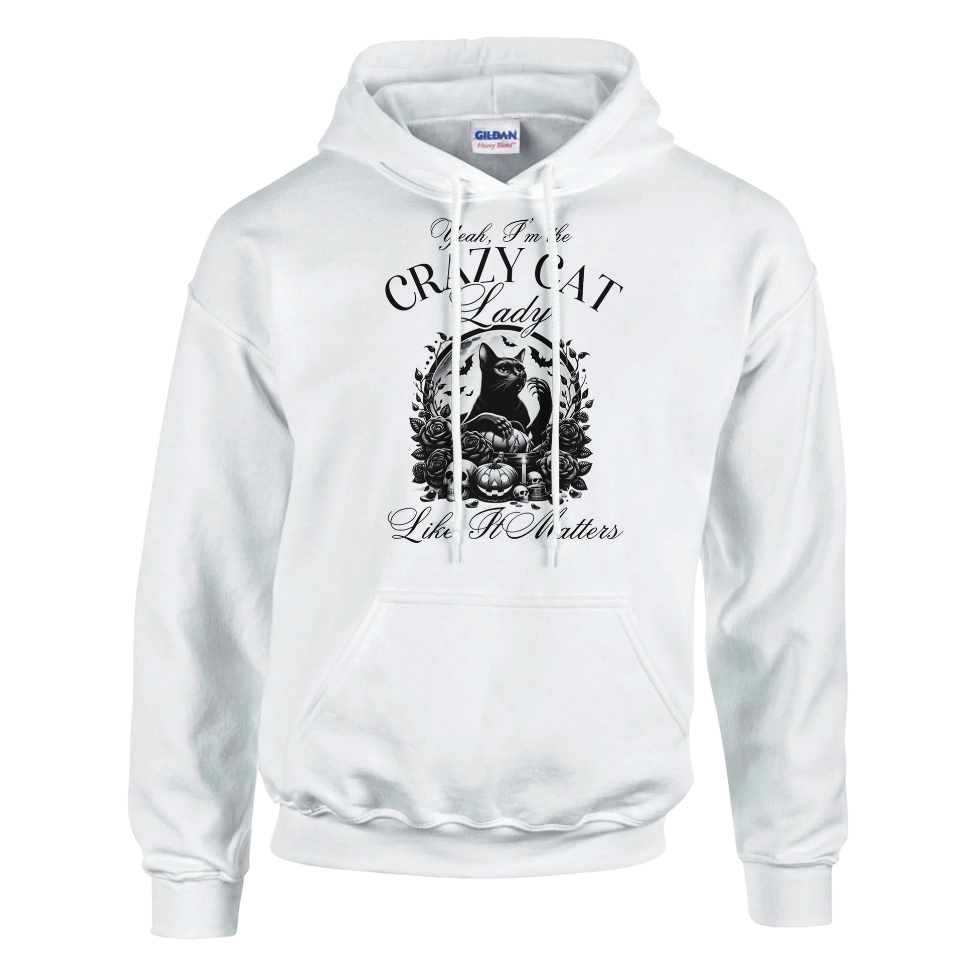 Hoodie - Yeah - I'm the crazy cat lady - Unisex - Kaffee, Cat Lady Weiß