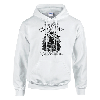 Hoodie - Yeah - I'm the crazy cat lady - Unisex - Kaffee, Cat Lady Weiß