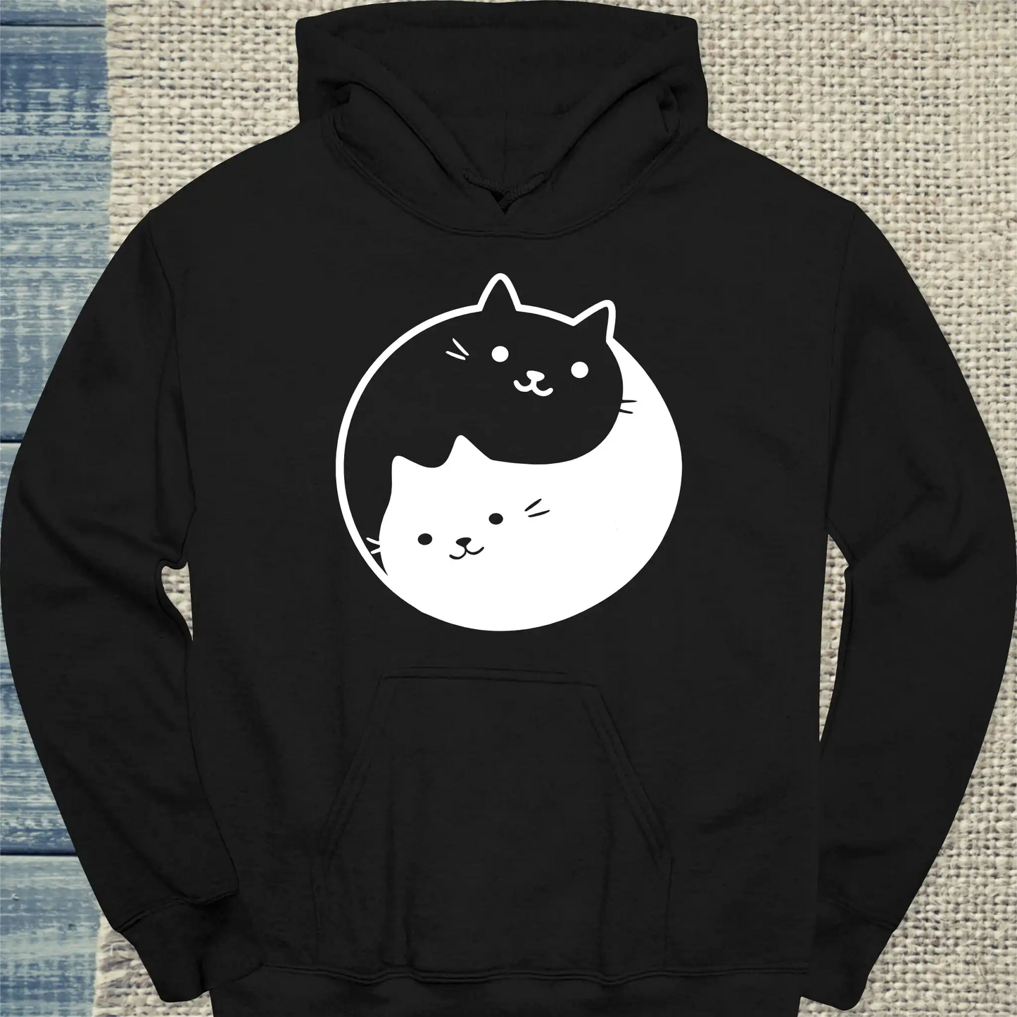 Hoodie - yin yang - Unisex - Katze Schwarz