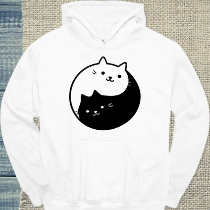 Hoodie - yin yang - Unisex - Katze Weiß