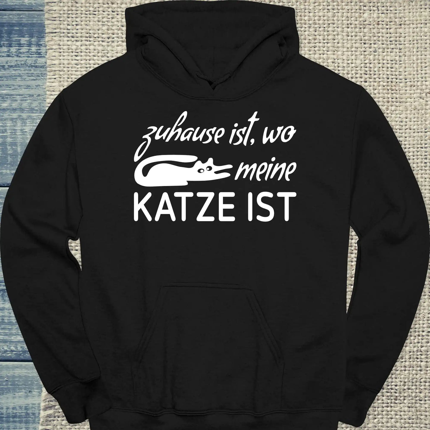 Hoodie - Zuhause ist - wo meine Katze ist - Unisex - Katze Schwarz