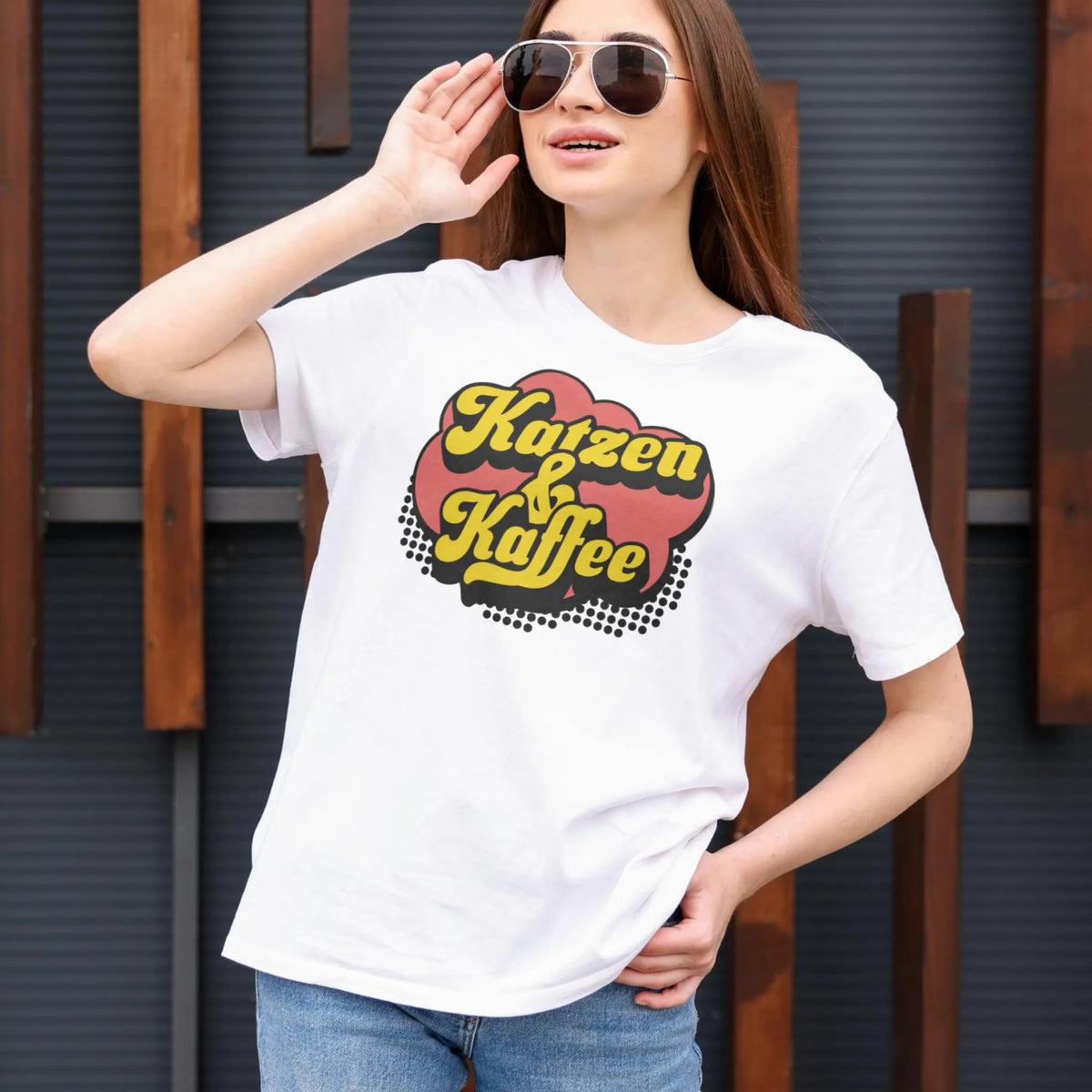 Katzen & Kaffee - Retro - T-Shirt
