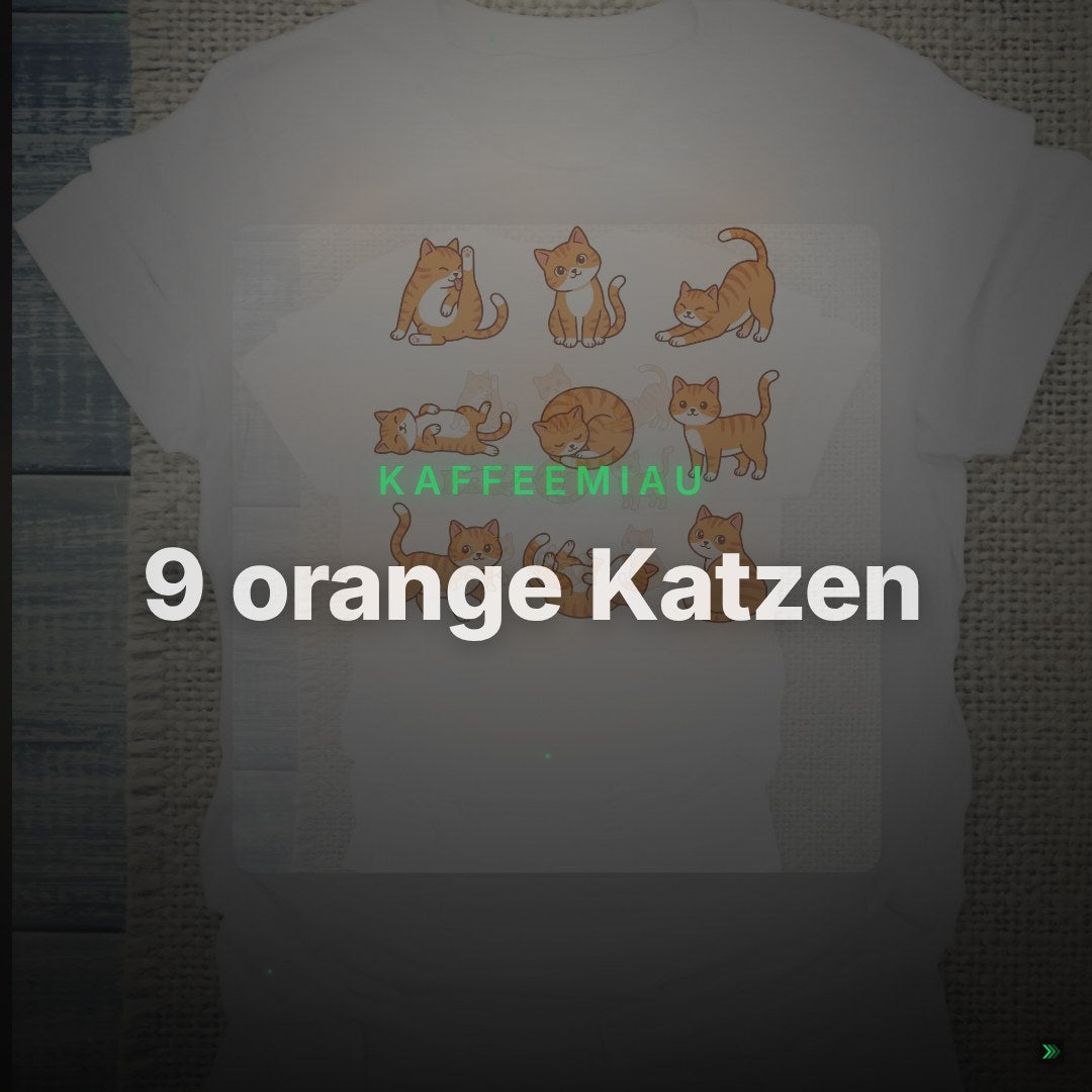 9 orange Katzen - T-Shirt – Clean Showcase Plus