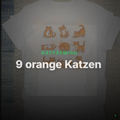9 orange Katzen - T-Shirt – Clean Showcase Plus