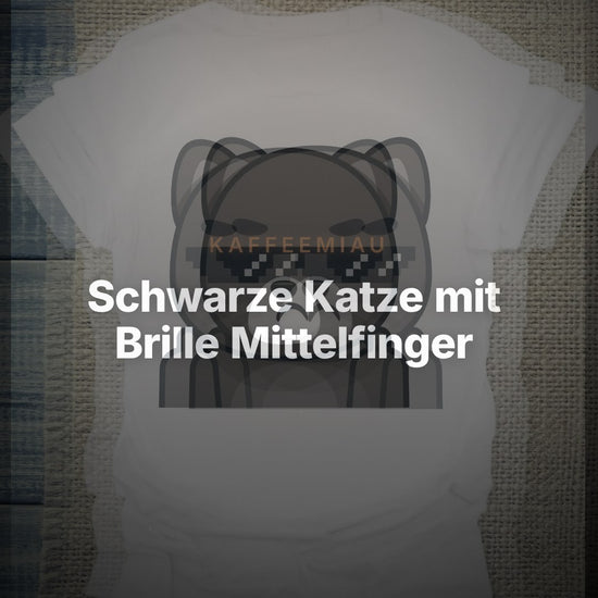 Schwarze Katze mit Brille Mittelfinger - T-Shirt – Clean Showcase