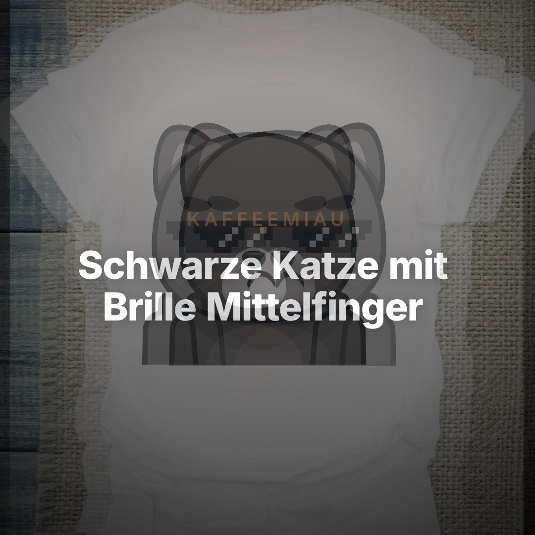Schwarze Katze mit Brille Mittelfinger - T-Shirt – Clean Showcase