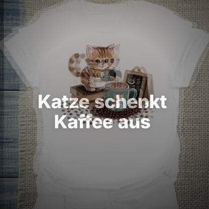 Katze schenkt Kaffee aus - T-Shirt – Clean Showcase