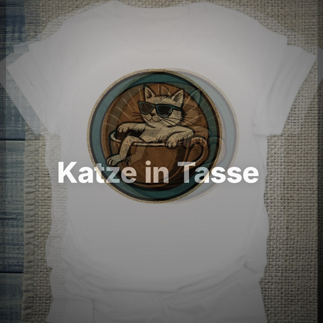 Katze in Tasse - Rund - T-Shirt – Clean Showcase