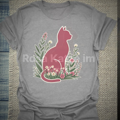 Rosa Katze im Gras - T-Shirt – Clean Showcase