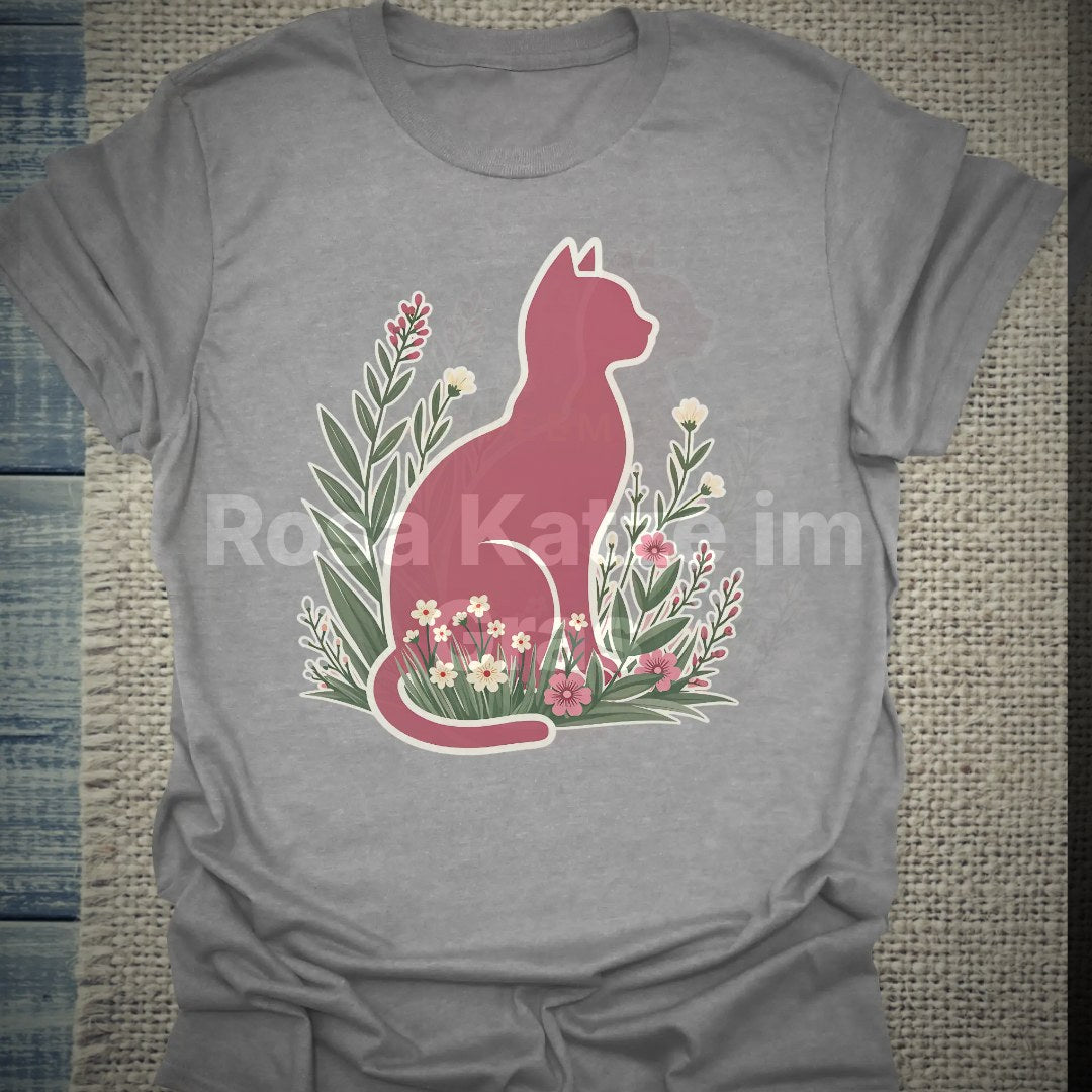 Rosa Katze im Gras - T-Shirt – Clean Showcase