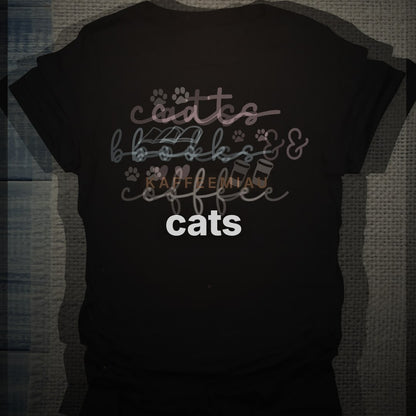 cats, books & coffee - T-Shirt – Clean Showcase