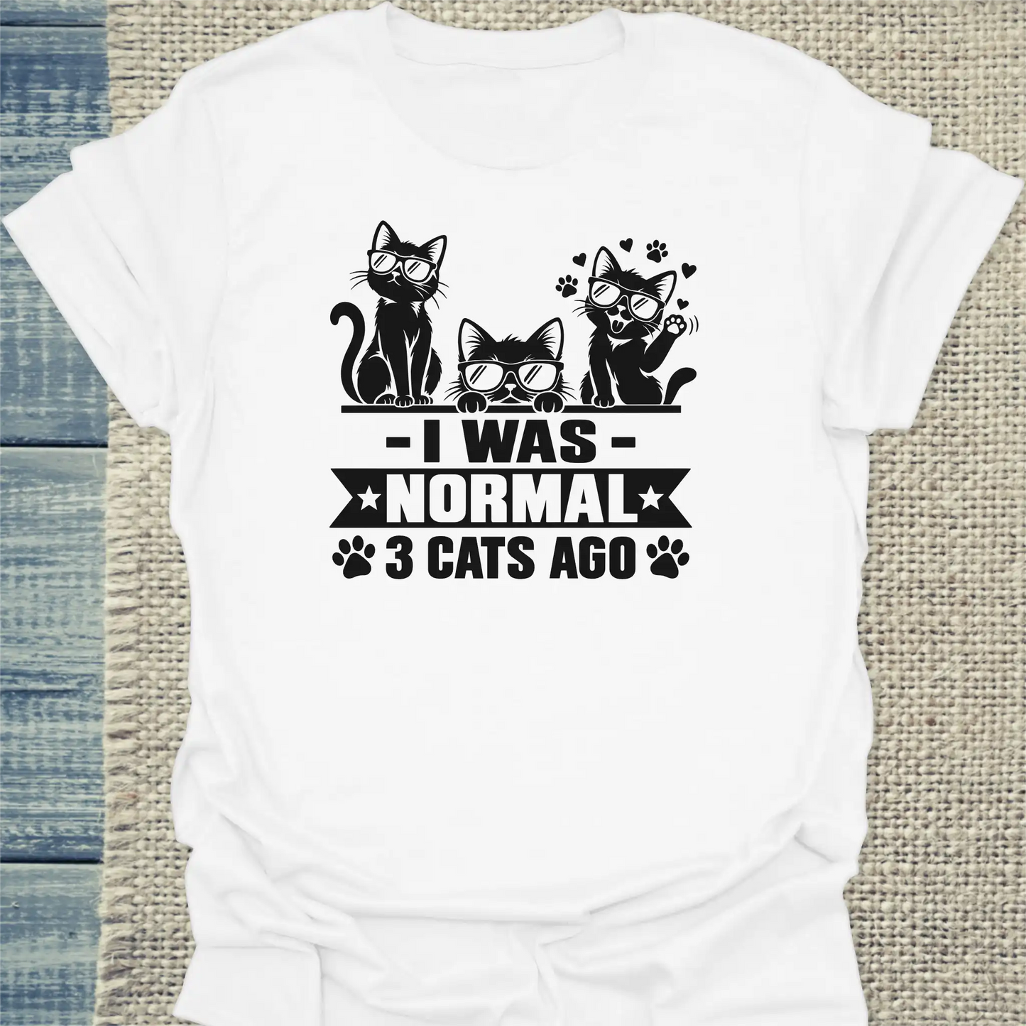 T-Shirt - 3 Cats Ago - Unisex - Katze Weiß