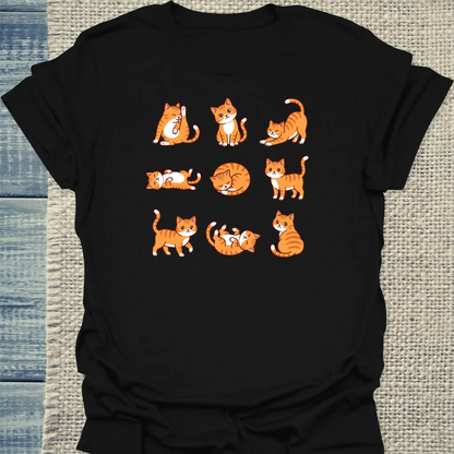 T-Shirt - 9 orange Katzen - Unisex - Katze, Orange Schwarz