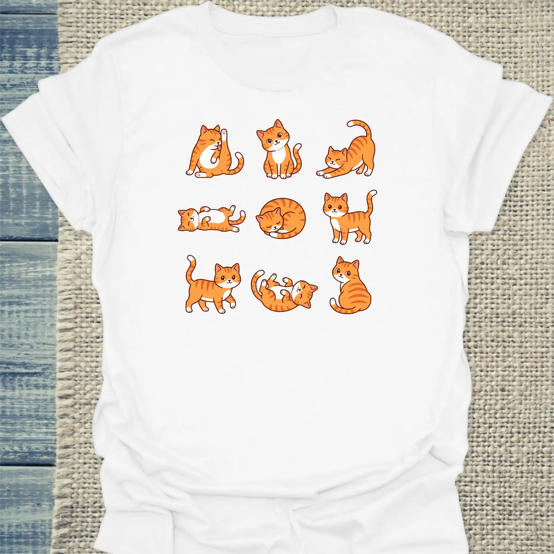 T-Shirt - 9 orange Katzen - Unisex - Katze, Orange Weiß