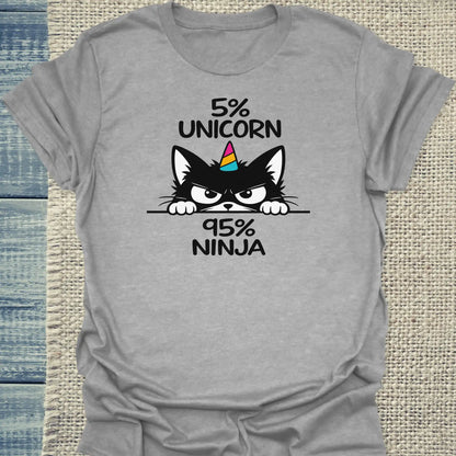 T-Shirt - 95% NINJA - Unisex - Katze Grau