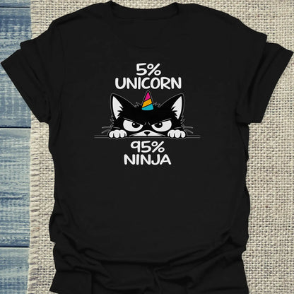 T-Shirt - 95% NINJA - Unisex - Katze Schwarz