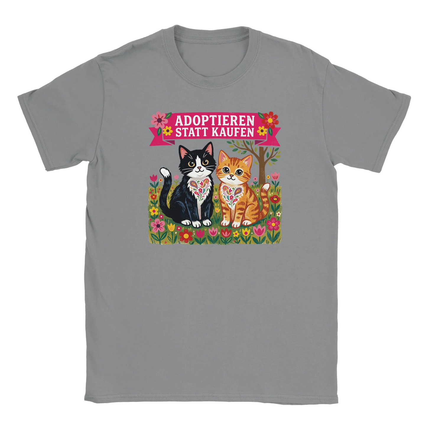 T-Shirt - Adoptieren statt kaufen - Unisex - Katze Grau