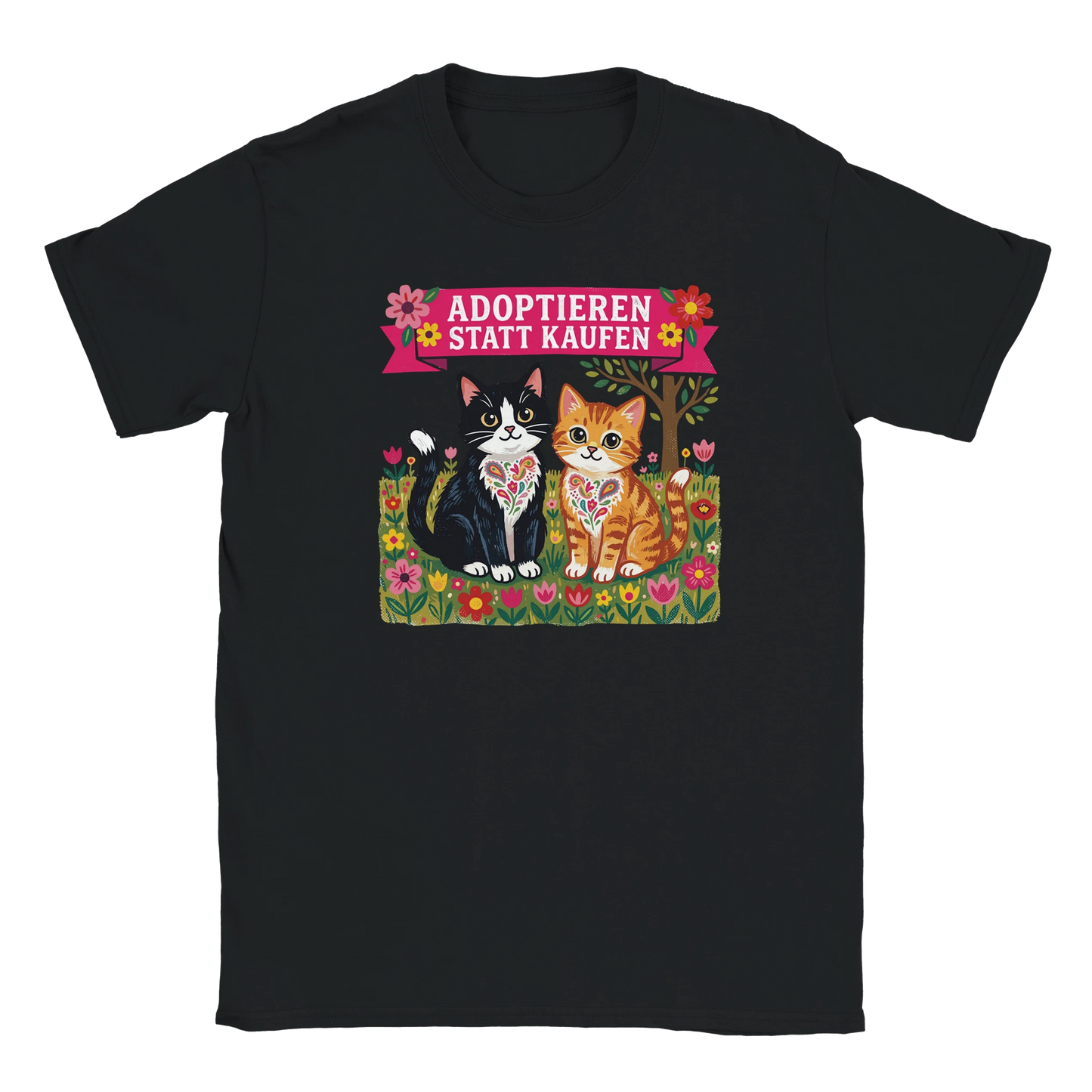T-Shirt - Adoptieren statt kaufen - Unisex - Katze Schwarz