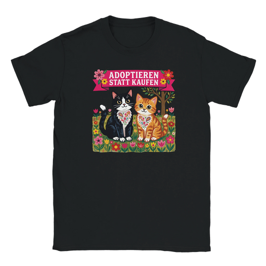 T-Shirt - Adoptieren statt kaufen - Unisex - Katze Schwarz
