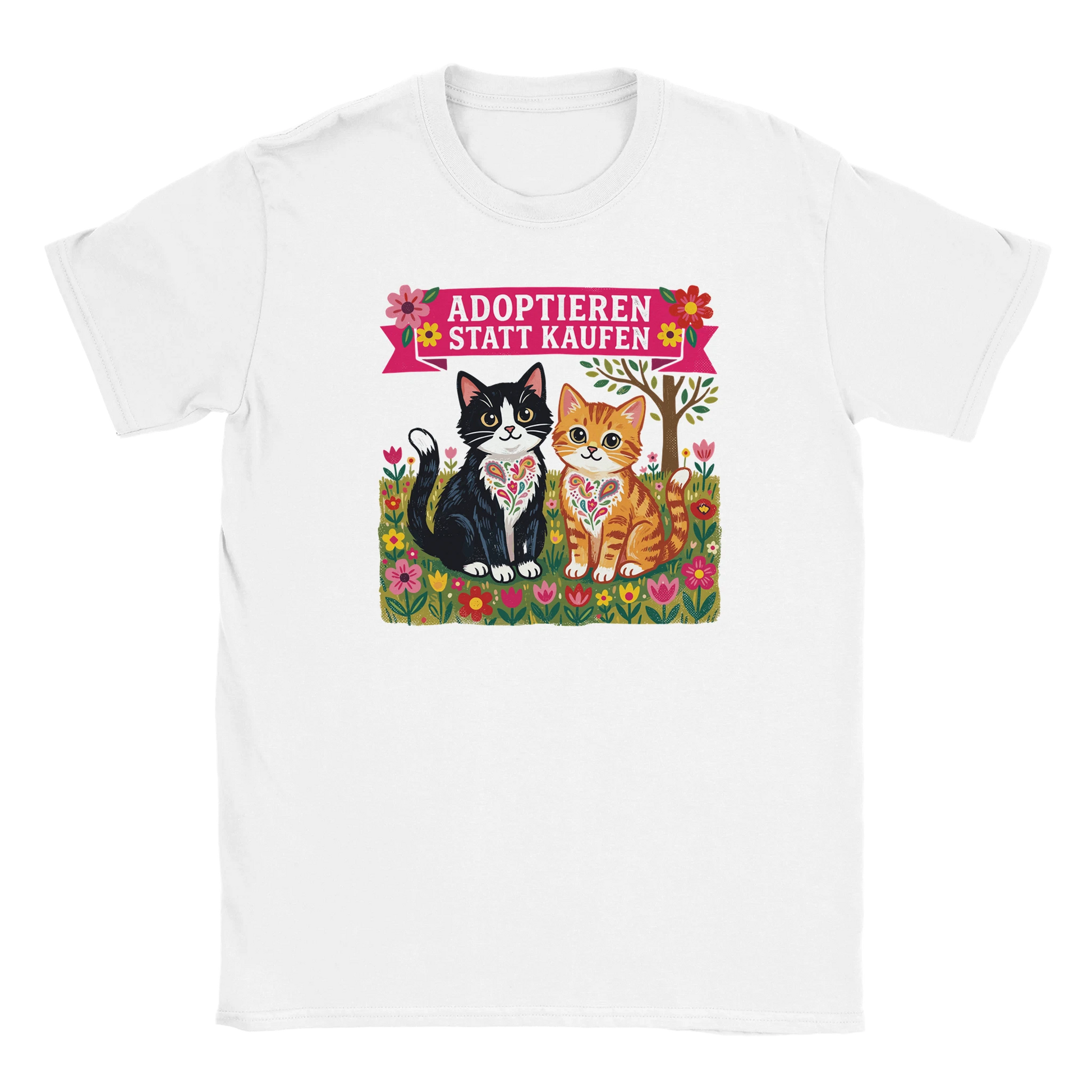T-Shirt - Adoptieren statt kaufen - Unisex - Katze Weiß