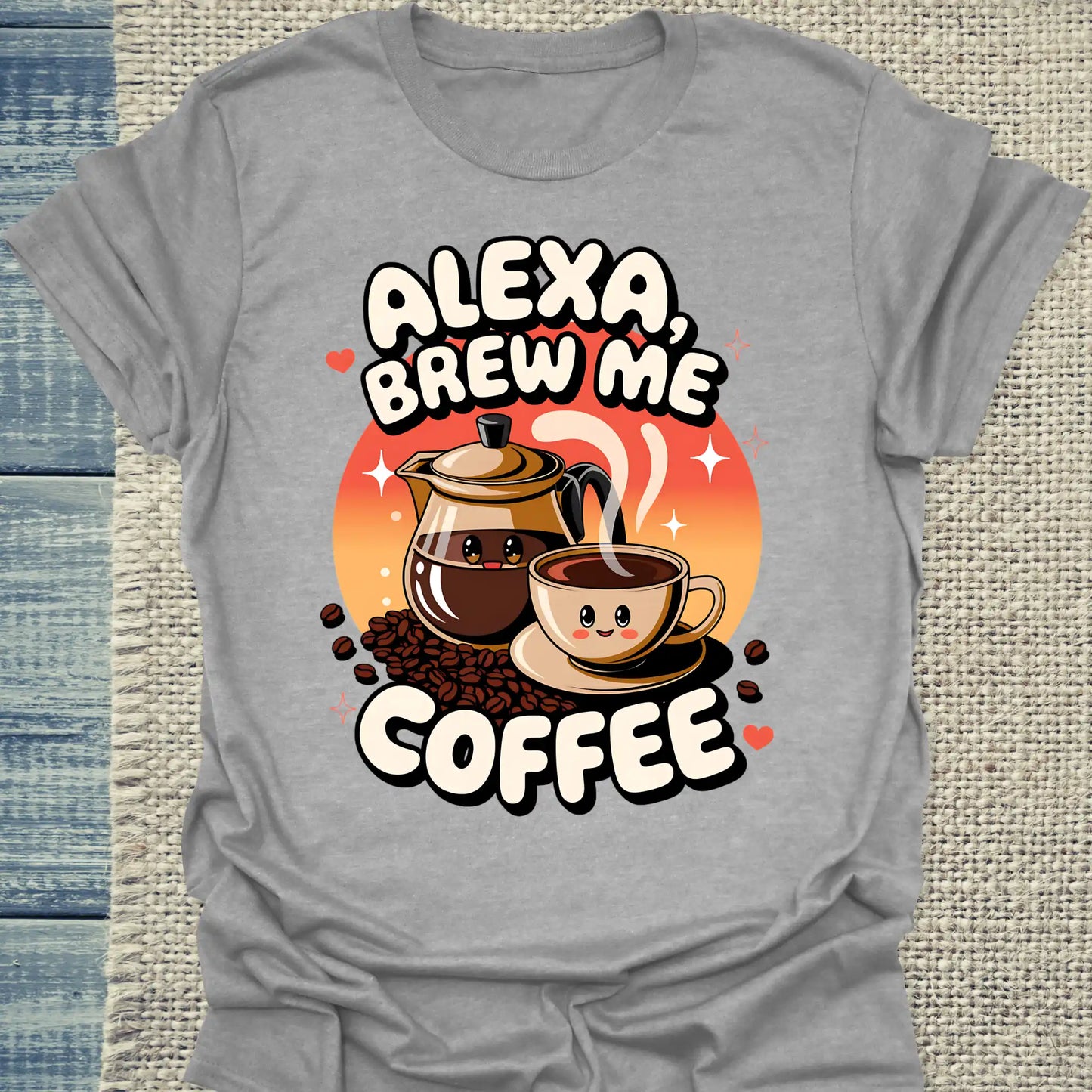 T-Shirt - Alexa brew me coffee - Unisex - Kaffee Grau