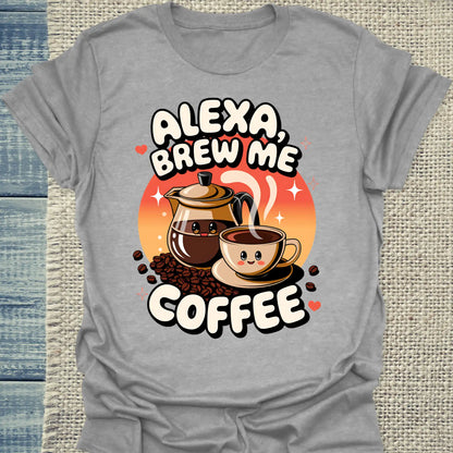T-Shirt - Alexa brew me coffee - Unisex - Kaffee Grau