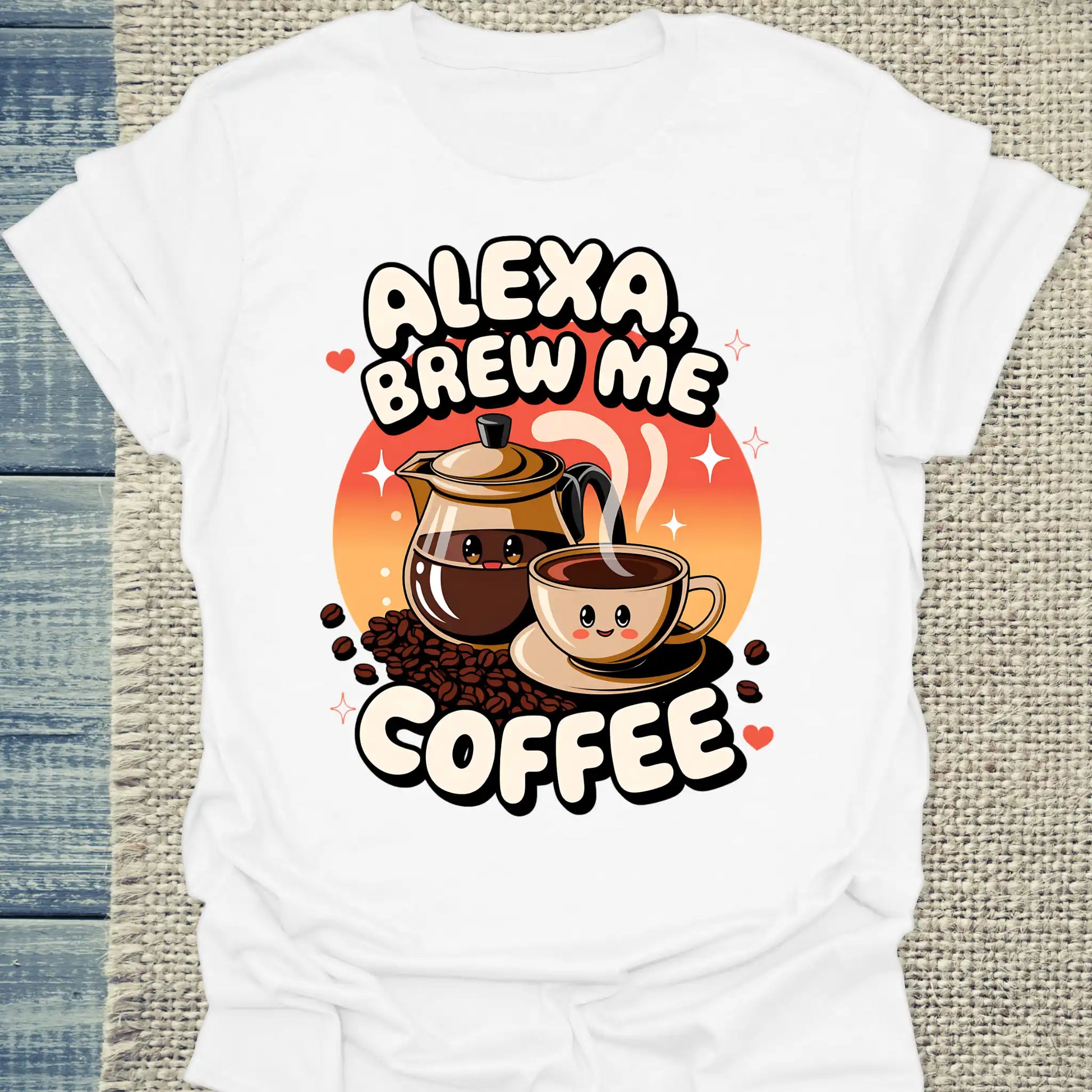 T-Shirt - Alexa brew me coffee - Unisex - Kaffee Weiß