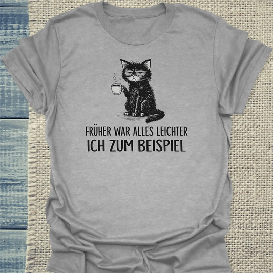 T-Shirt - Alles Leichter - Unisex - Kaffee & Katze Grau