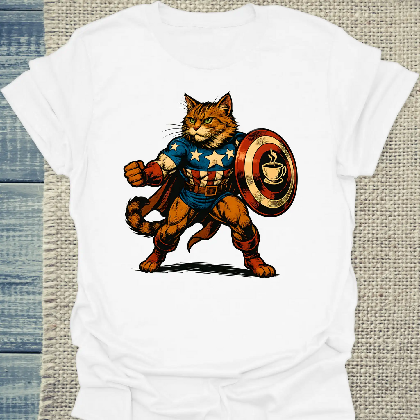 T-Shirt - Americano Cat - Superpfoten - Unisex - Superpfoten Weiß