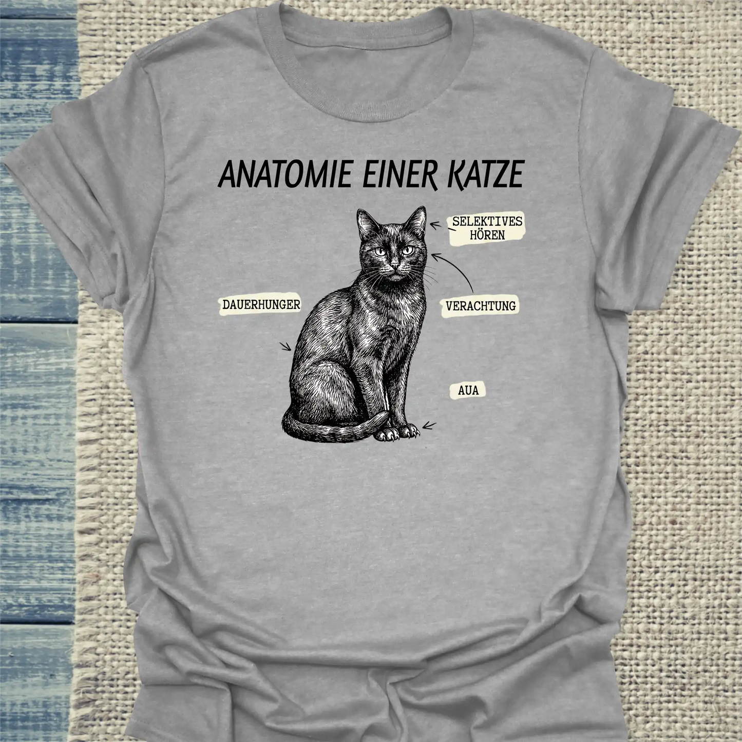 T-Shirt - Anatomie einer Katze - Unisex - Katze Grau