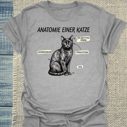 T-Shirt - Anatomie einer Katze - Unisex - Katze Grau