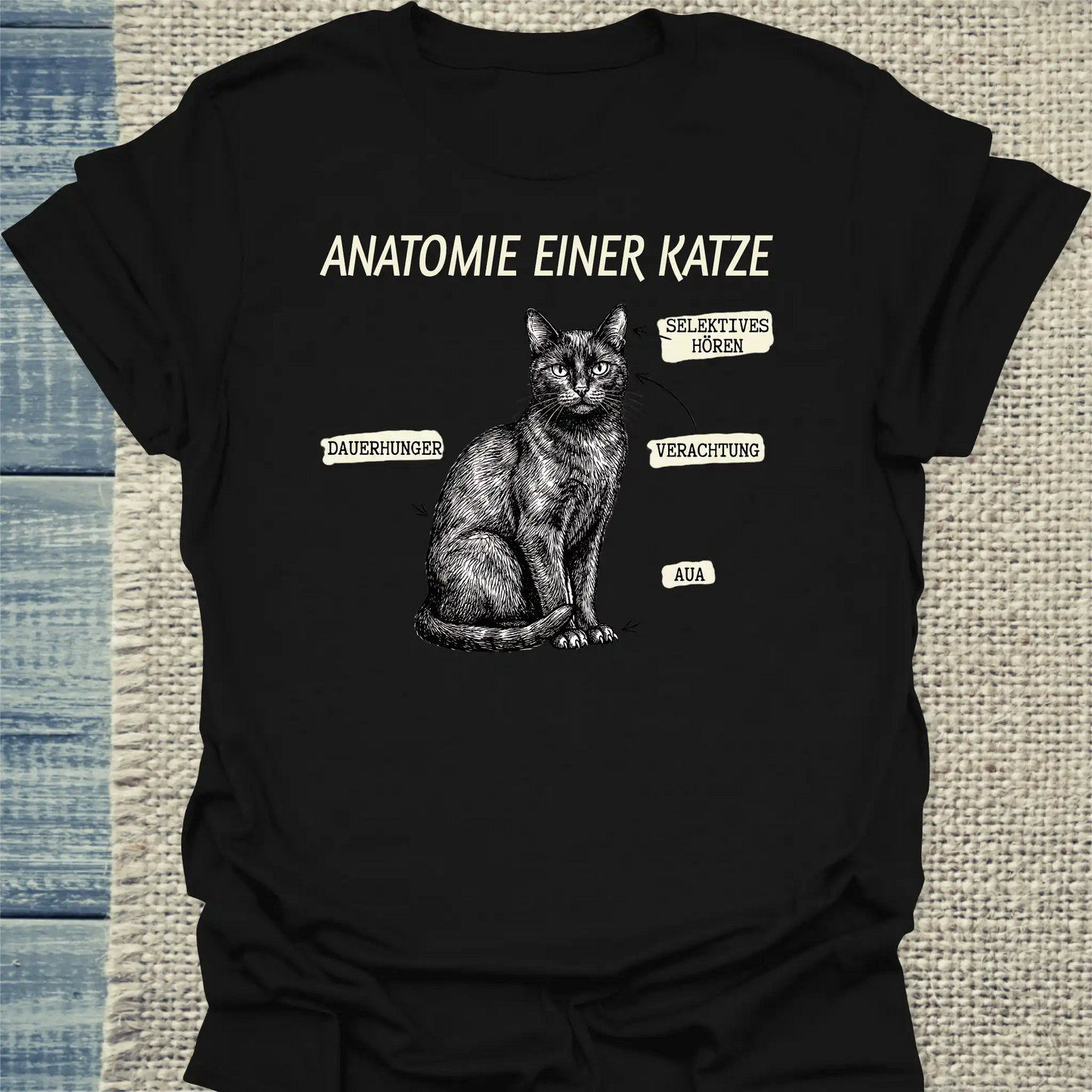 T-Shirt - Anatomie einer Katze - Unisex - Katze Schwarz