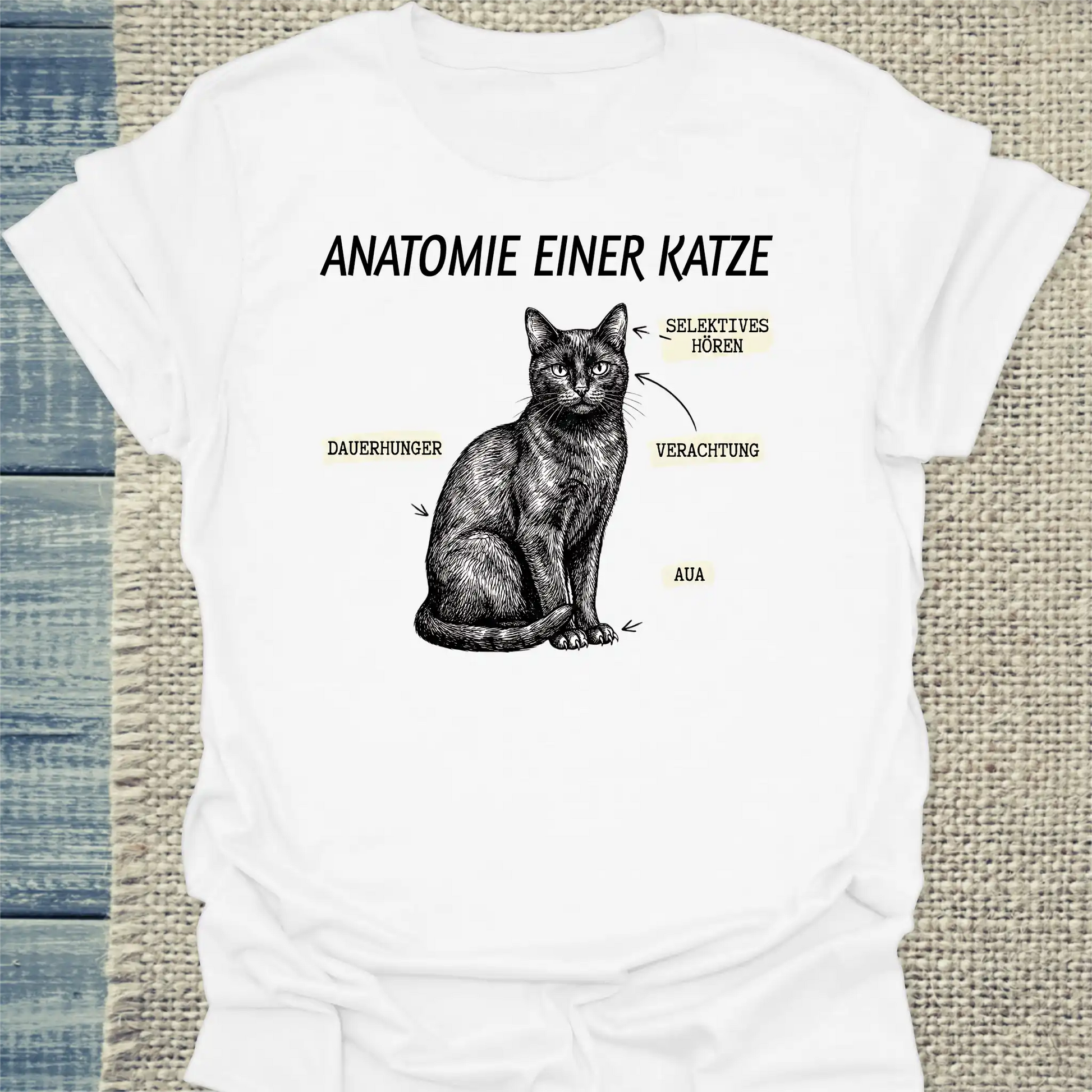 T-Shirt - Anatomie einer Katze - Unisex - Katze Weiß
