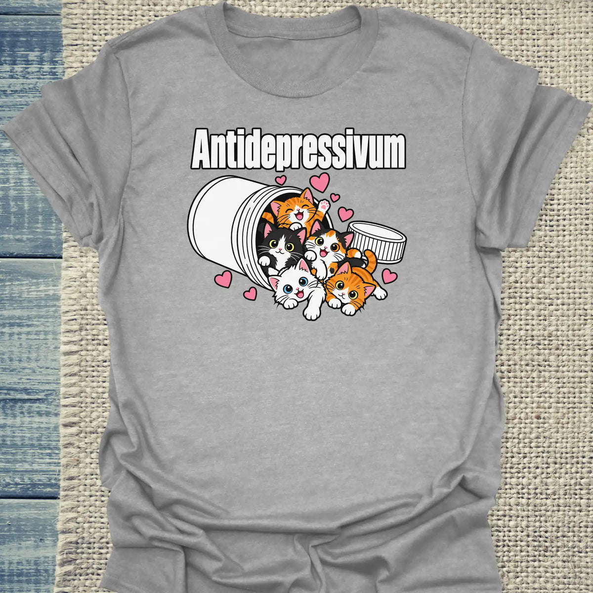 T-Shirt - Antidepressivum - Unisex - Katze Grau